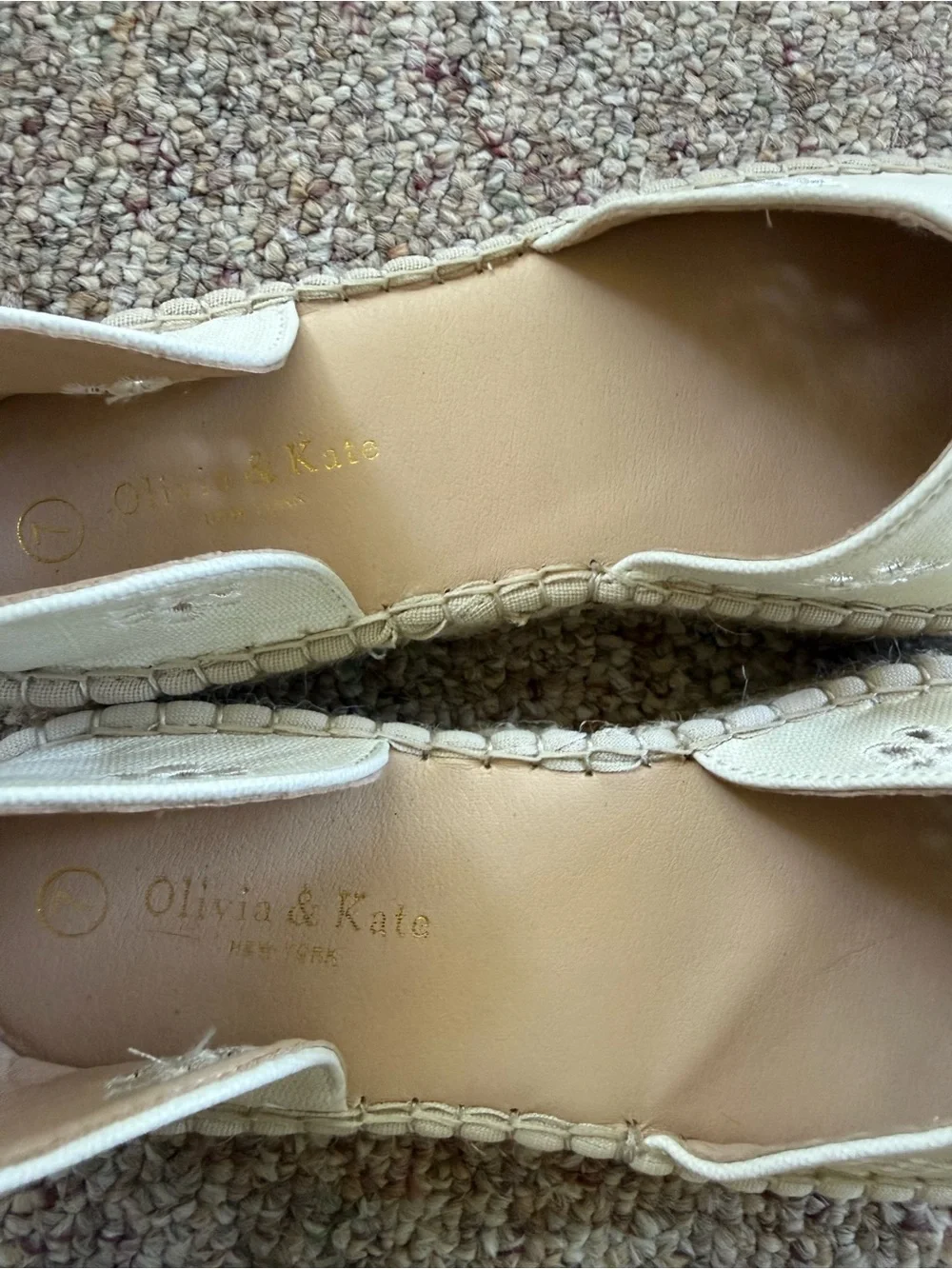 Olivia & Kate off-white espadrille sandals  eyelet design size 7